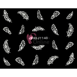 Stickere 3D pentru unghii cod HBJY140 - Pene Albe